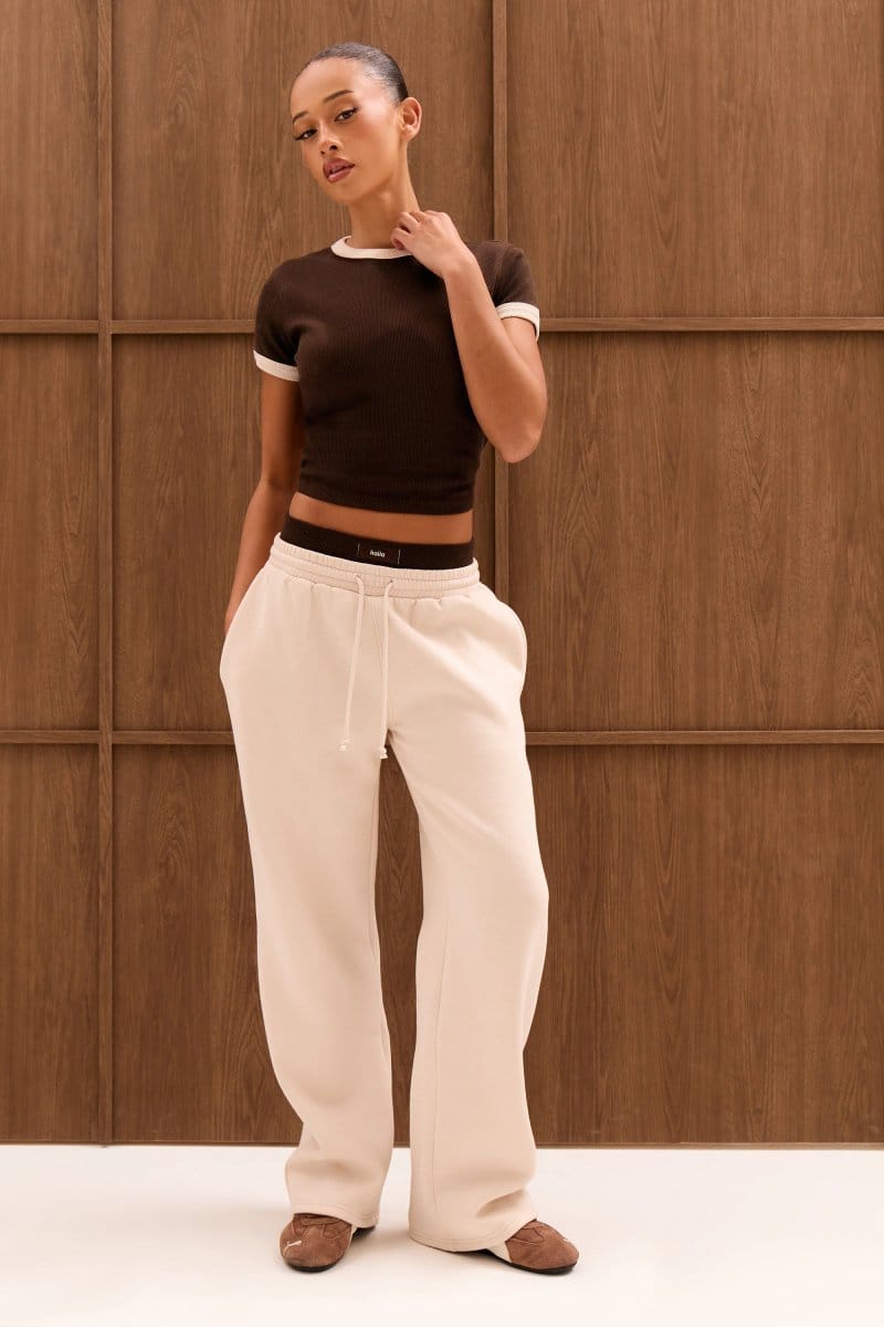 Kaiia Kaiia Double Layered Baby Tee Bitter Chocolate & Cream - 4