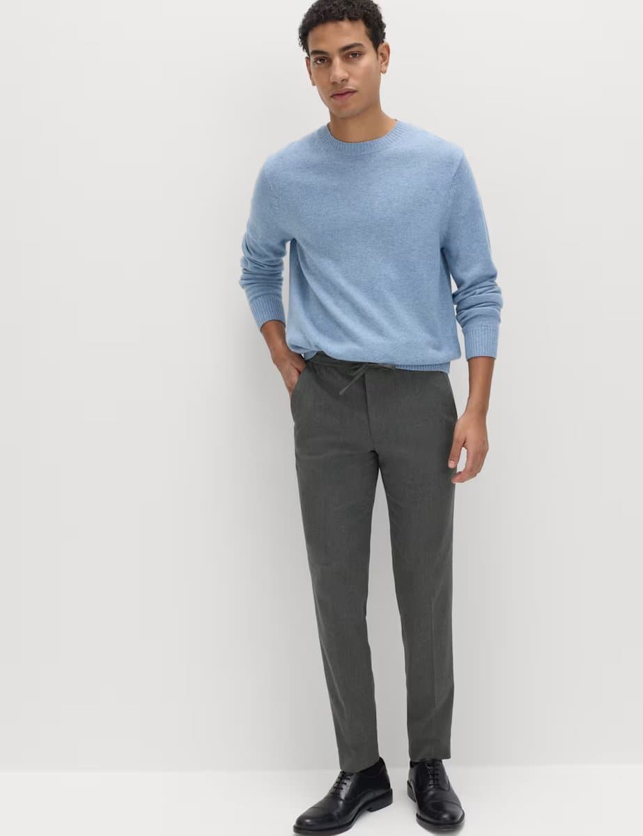 Marks & Spencer M&S Tapered Fit Elasticated Trousers Charcoal