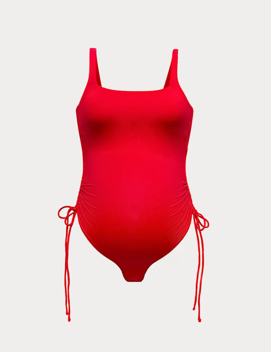 Marks & Spencer M&S Maternity Drawstring Square Neck Swimsuit in Lacquer Red