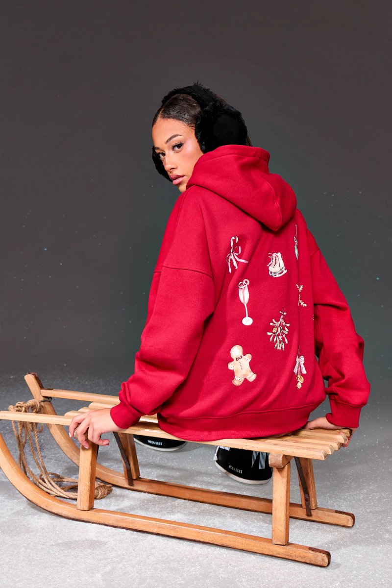Kaiia Kaiia Christmas Icon Oversized Hoodie Red - 3