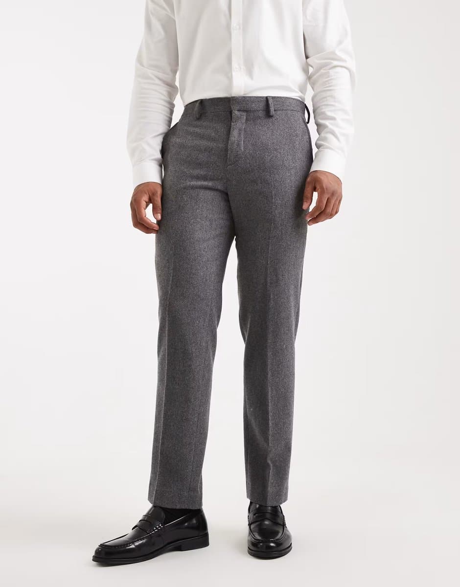 ASOS Jack & Jones Premium relaxed wool suit bottoms in grey