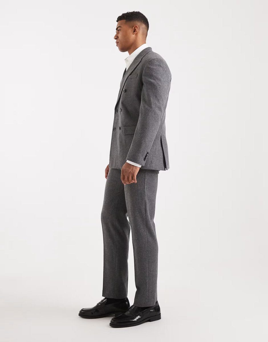 ASOS Jack & Jones Premium relaxed wool suit bottoms in grey - 3