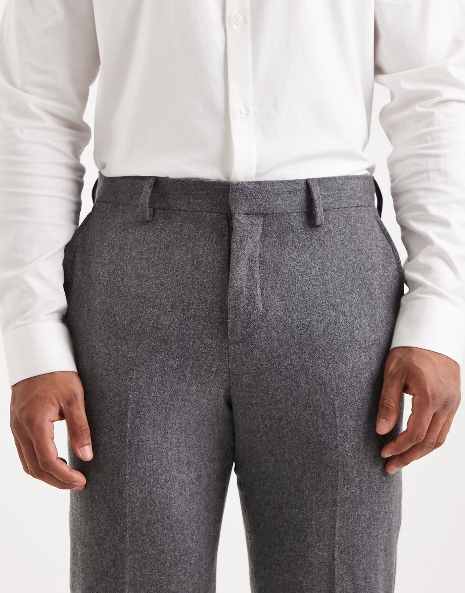 ASOS Jack & Jones Premium relaxed wool suit bottoms in grey - 4