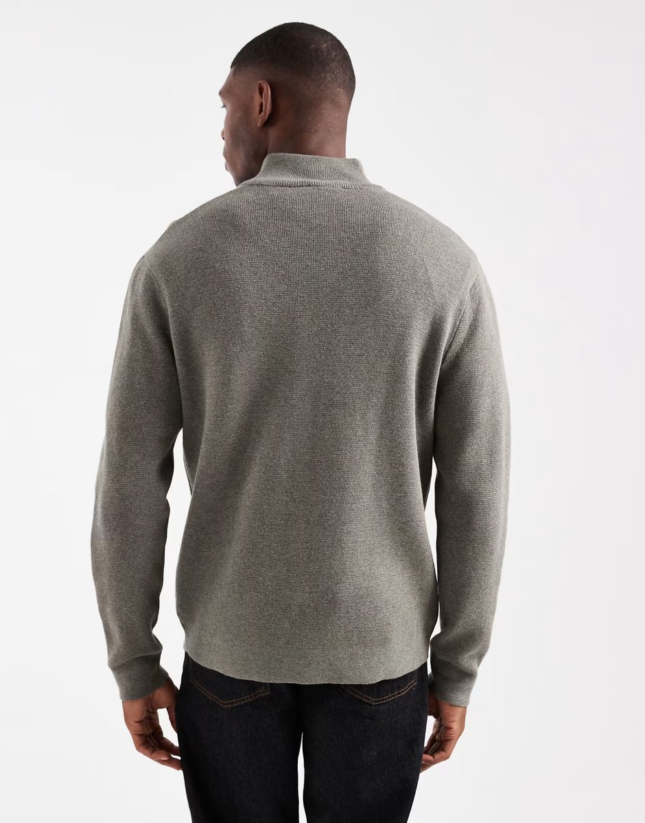 ASOS ONLY & SONS half zip knitted jumper in sage grey - 3