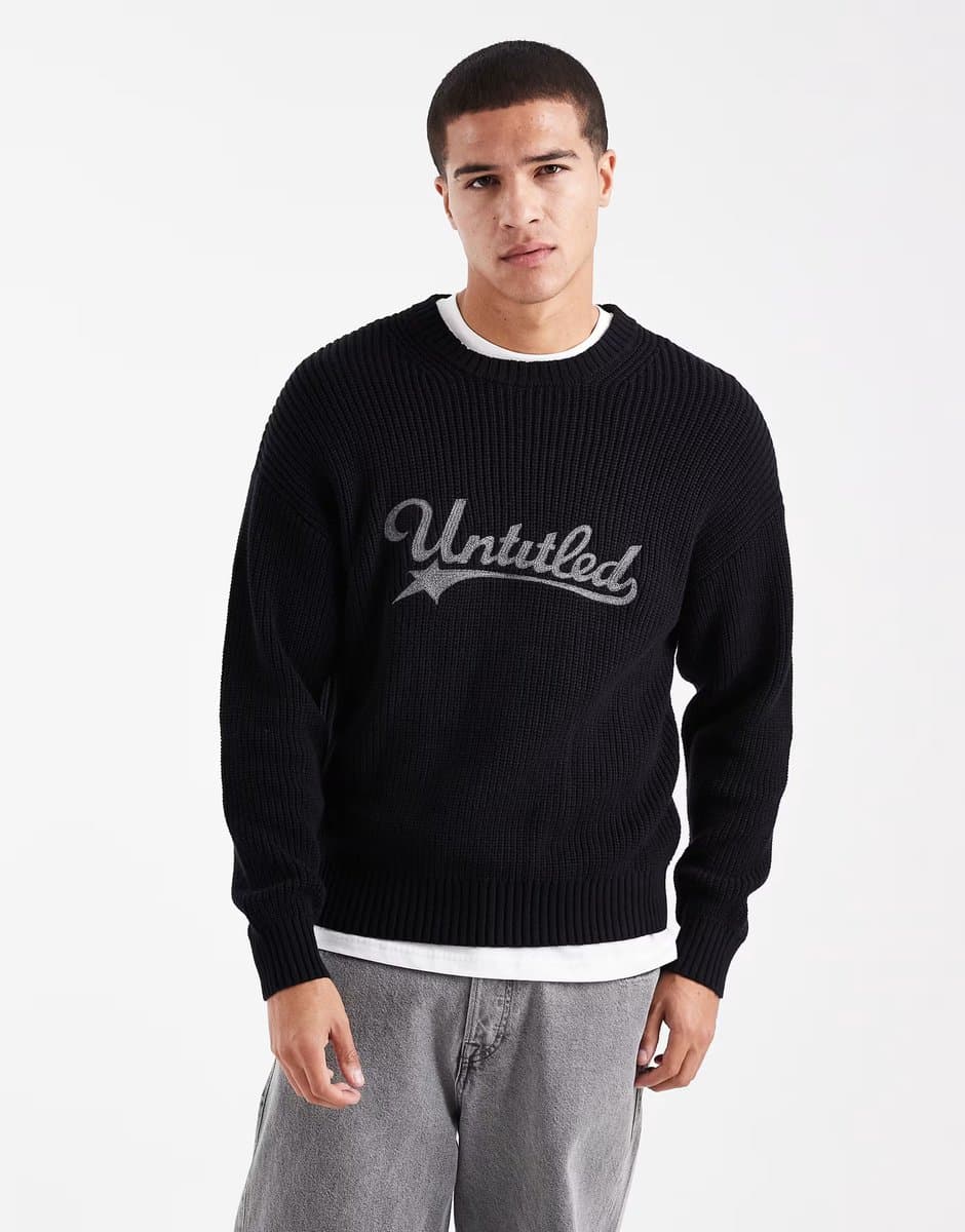 ASOS Cotton On box fit crew knit in navy