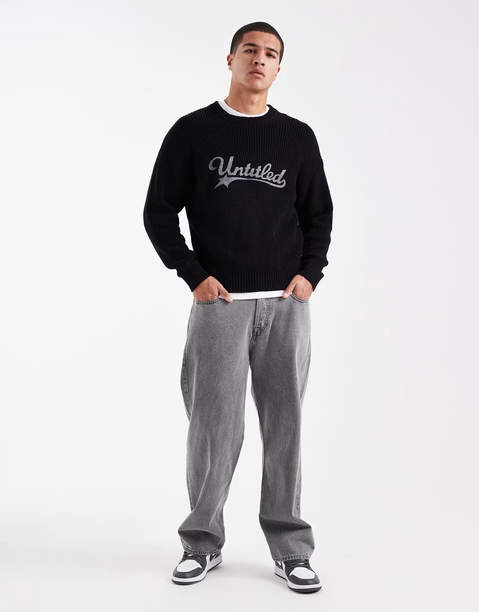 ASOS Cotton On box fit crew knit in navy - 2