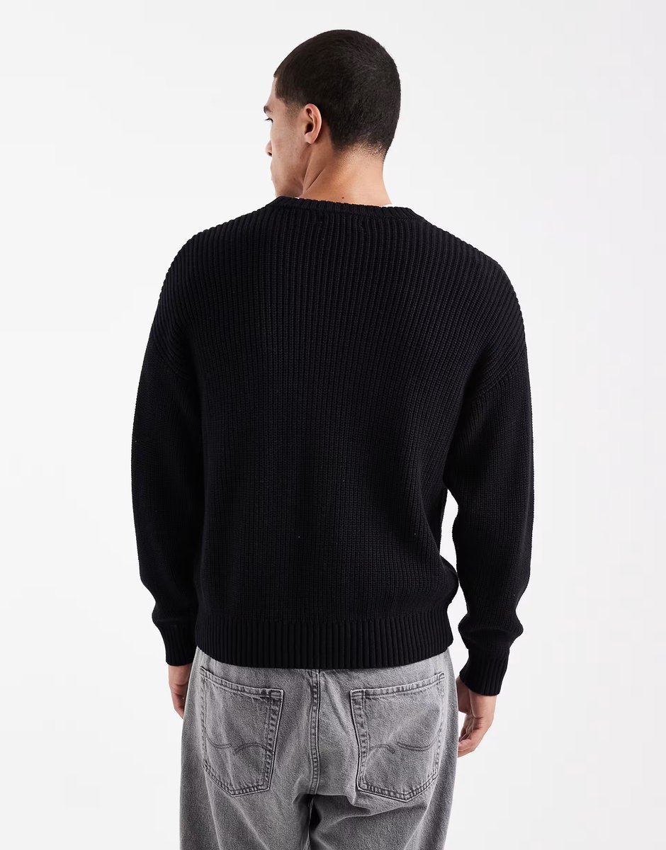 ASOS Cotton On box fit crew knit in navy - 3