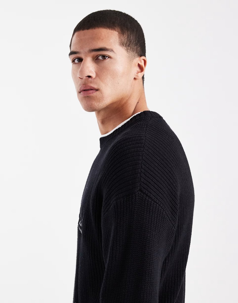 ASOS Cotton On box fit crew knit in navy - 4
