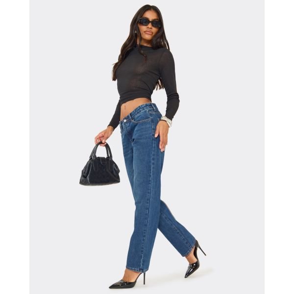 EGO Low Rise Boyfriend Jeans In Blue Washed Denim, Women's Size UK 6 - 2
