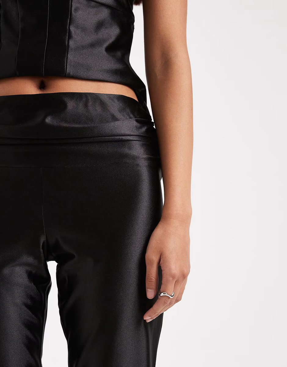 ASOS COLLUSION stretch satin low rise capri pants in black co-ord - 3