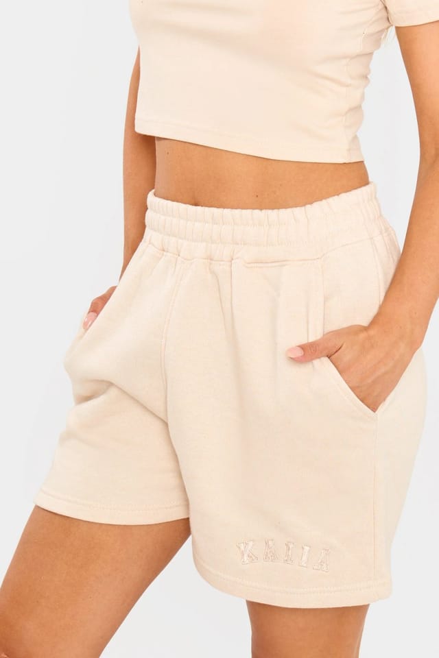 Kaiia Kaiia Logo Sweat Shorts Cream - 3