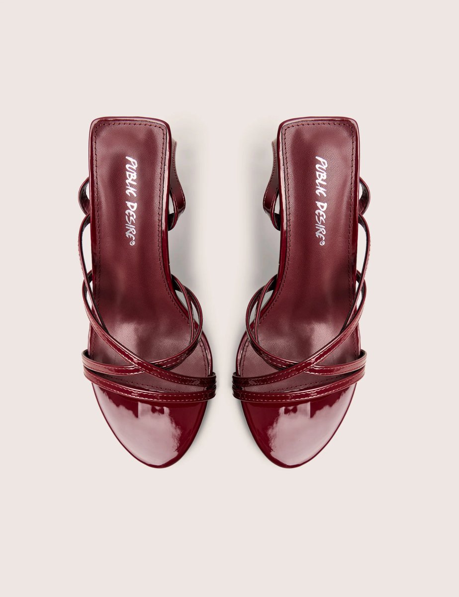 Public Desire Free Spirit Wide Fit Burgundy Strappy Mid Heel - 2