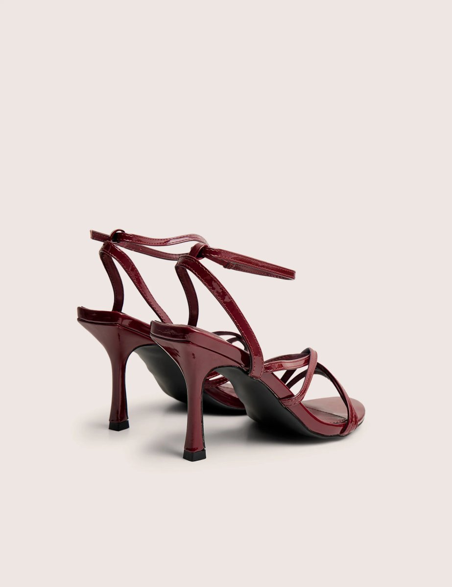 Public Desire Free Spirit Wide Fit Burgundy Strappy Mid Heel - 3