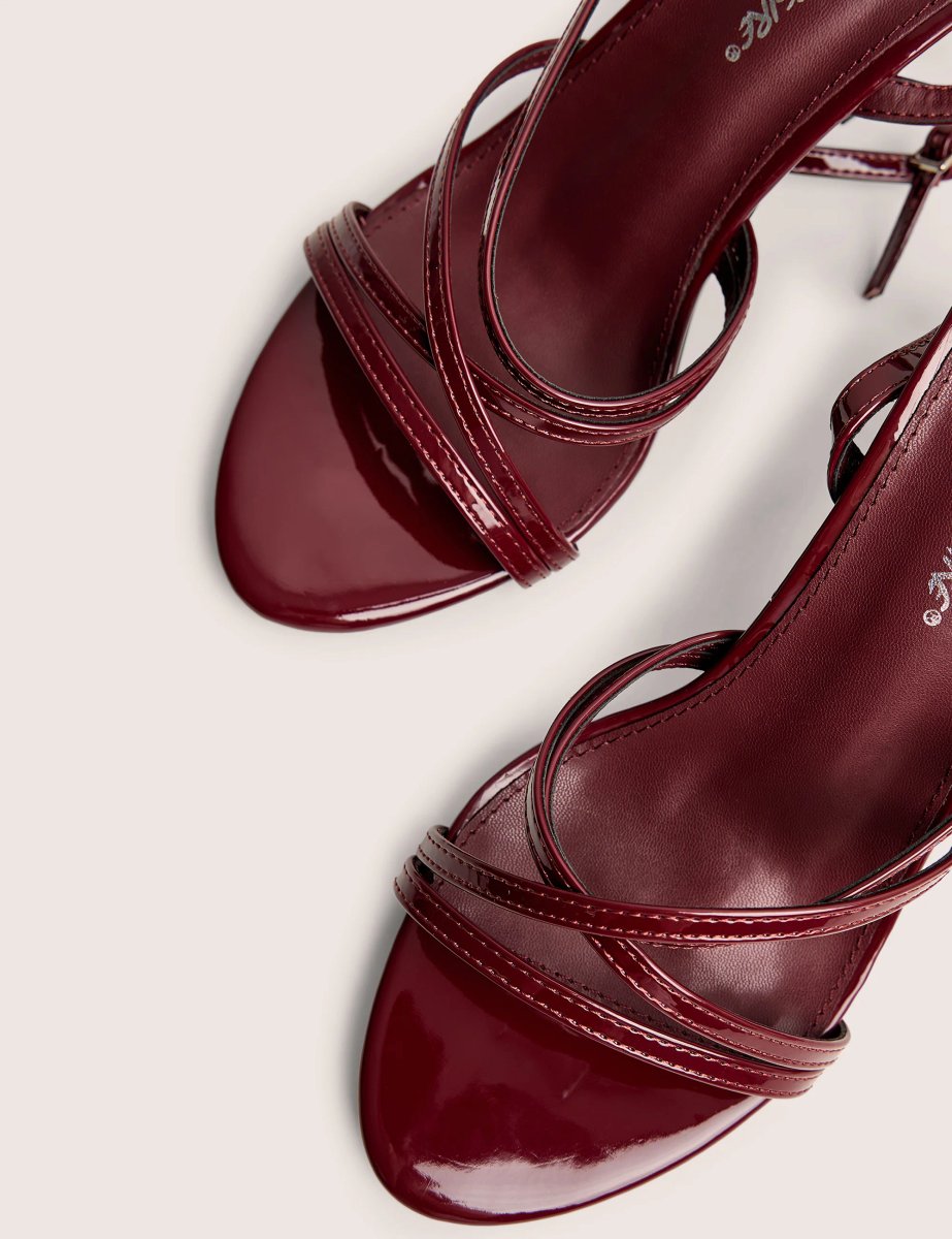 Public Desire Free Spirit Wide Fit Burgundy Strappy Mid Heel - 4