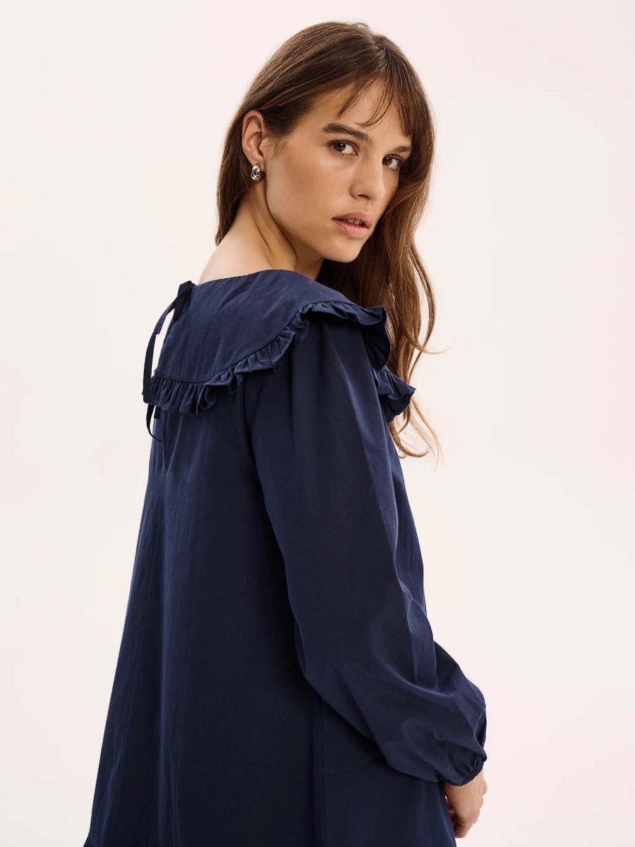 OMNES Emili Mini Dress in Navy - 4