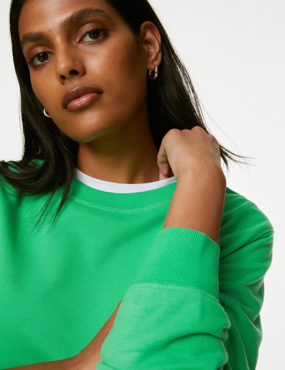 Marks & Spencer M&S Cotton Rich Sweatshirt Acid Green