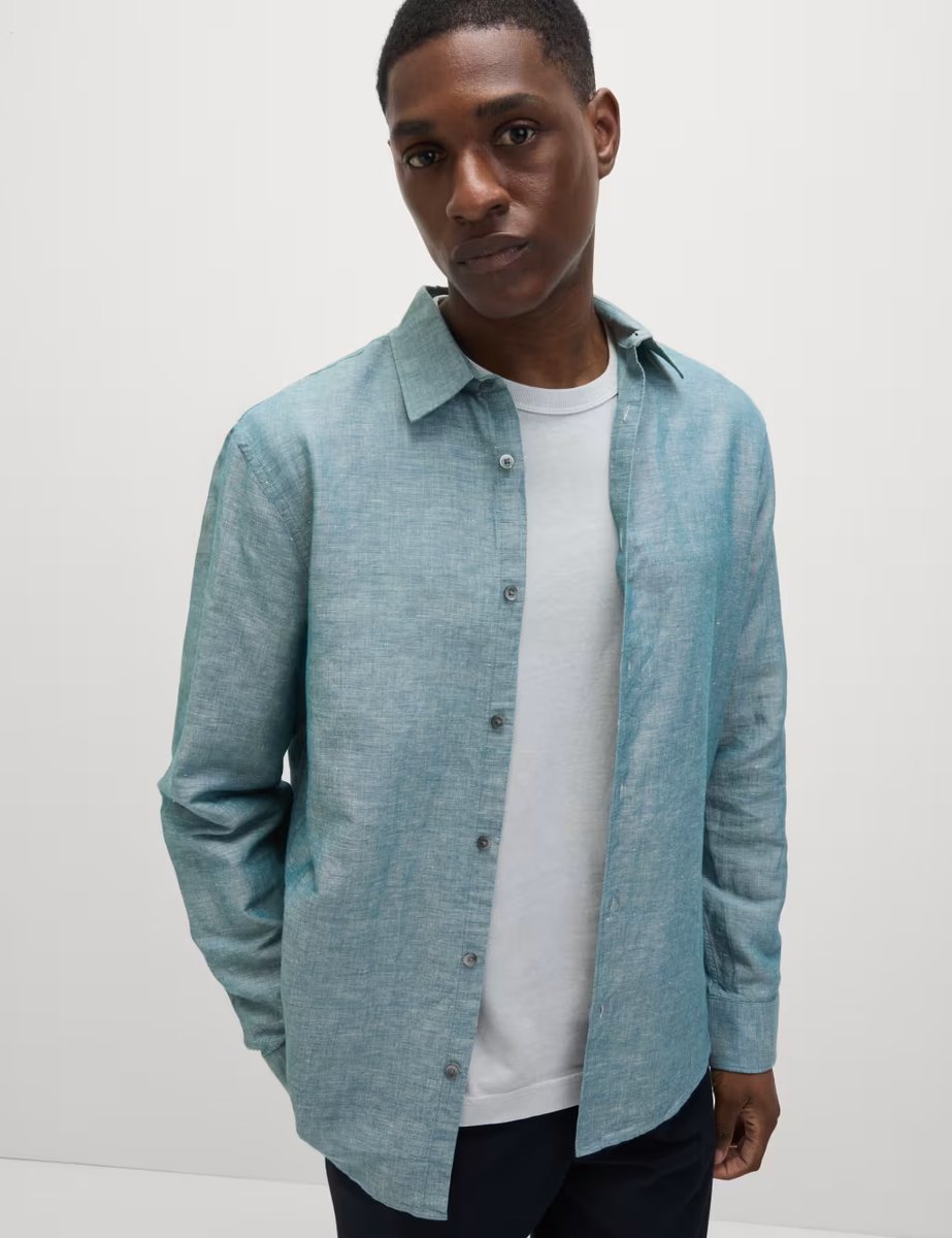 Marks & Spencer M&S Linen Blend Shirt Evergreen - 3