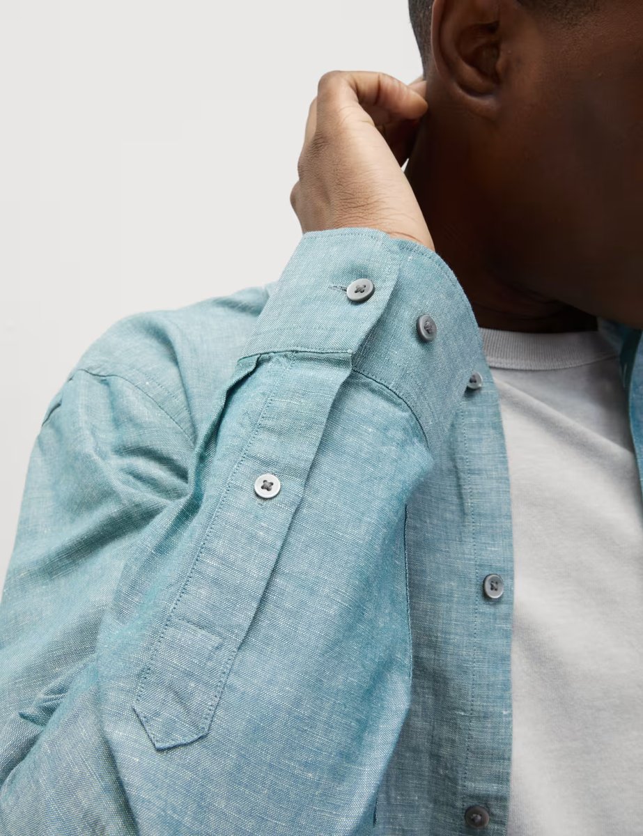 Marks & Spencer M&S Linen Blend Shirt Evergreen - 4