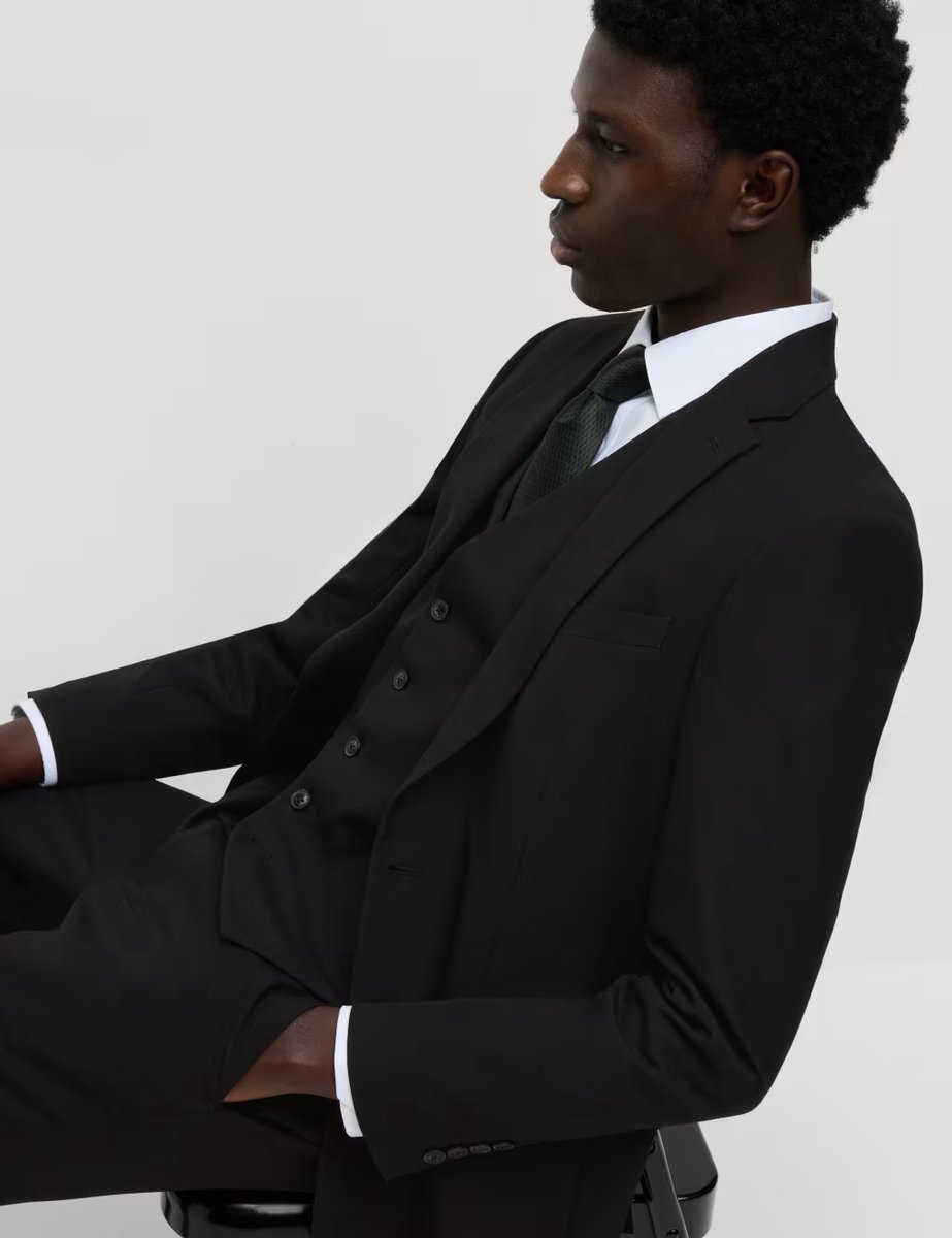 Marks & Spencer M&S Slim Fit Machine Washable Suit Jacket Black - 4