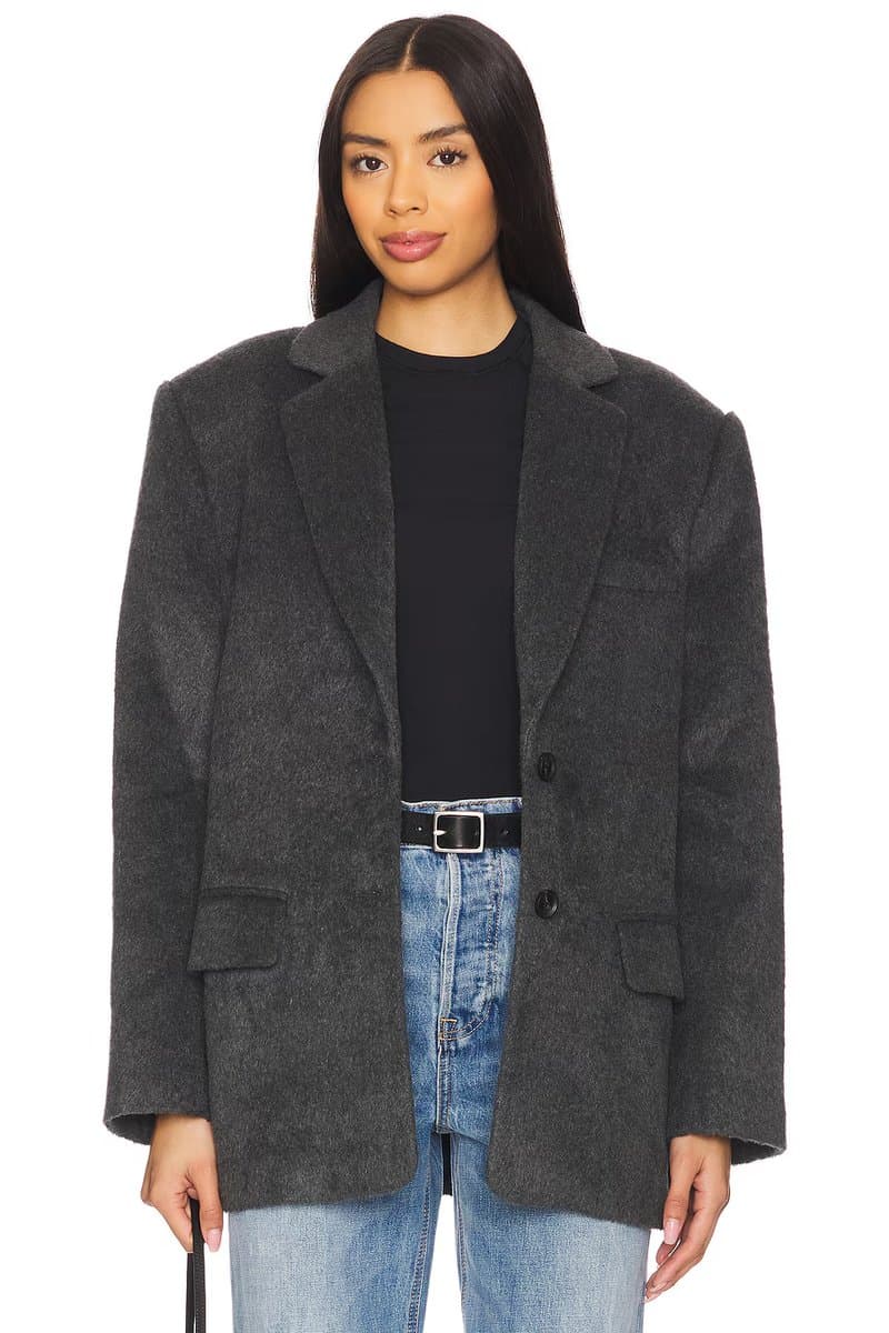 revolve Revolve Wool Blend Blazer in Dark Heather Grey