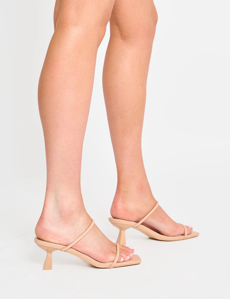Public Desire Mimi Nude Double Strap Mule Mid Heels - 3