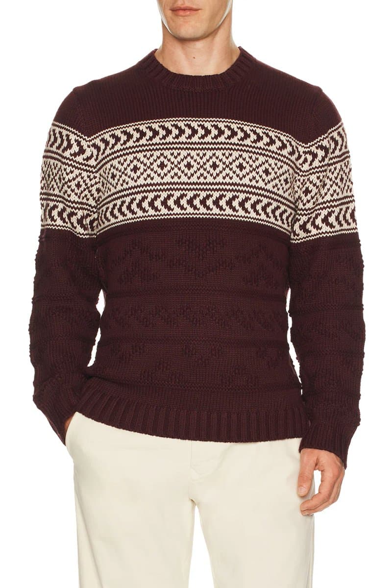 revolve Revolve Textured Fair Isle Jumper in Burgundy