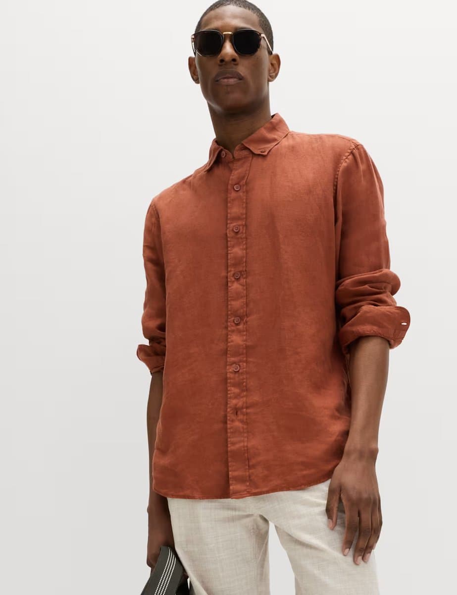 Marks & Spencer M&S Classic Rust Linen Shirt