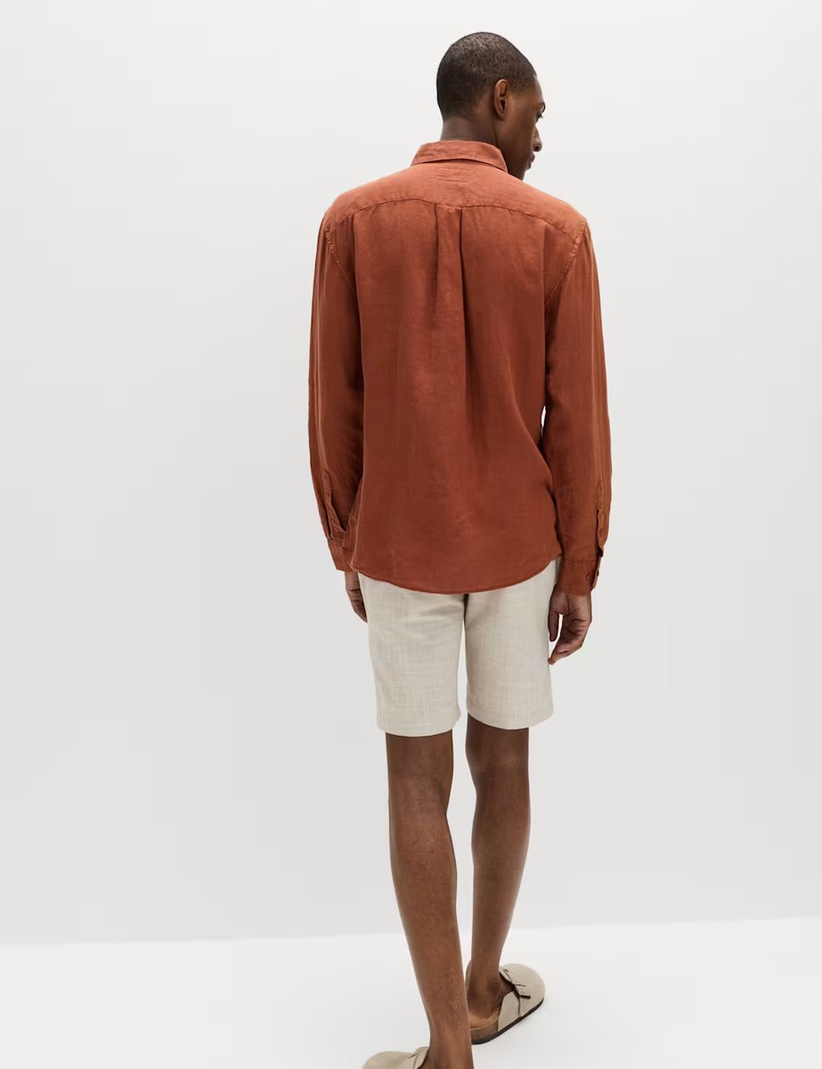 Marks & Spencer M&S Pure Linen Garment Dye Shirt Rust - 2