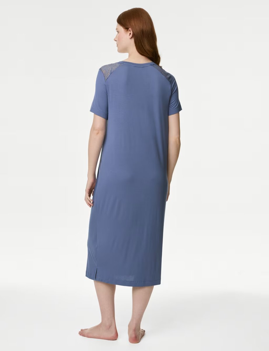 Marks & Spencer M&S Body Soft™ Lace Trim Nightdress Slate Blue - 3