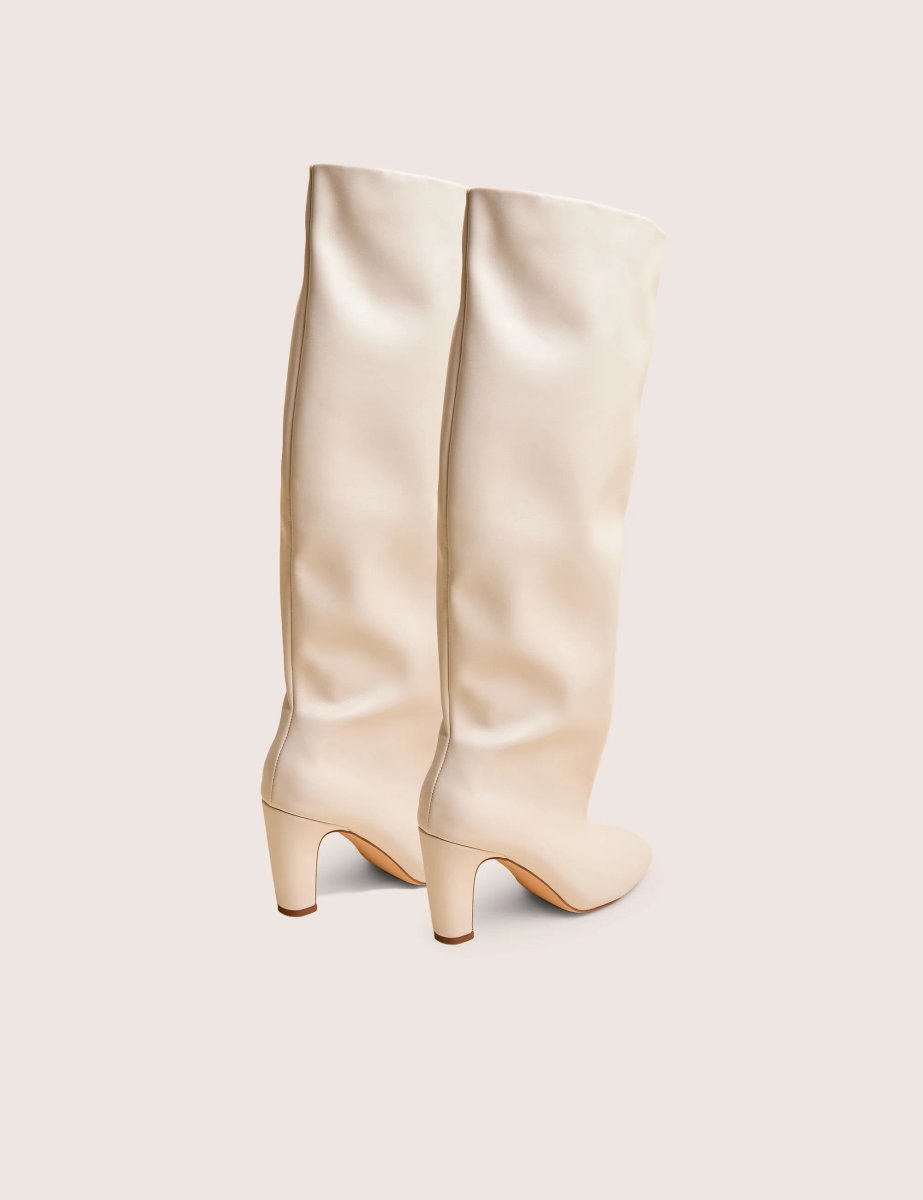 Public Desire Fifth Ave Off White Pu Slouchy Mid Heel Boots - 3