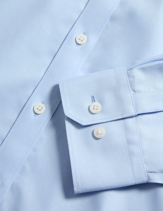 Marks & Spencer M&S Slim Fit Ultimate Non Iron Pure Cotton Shirt Blue - 2