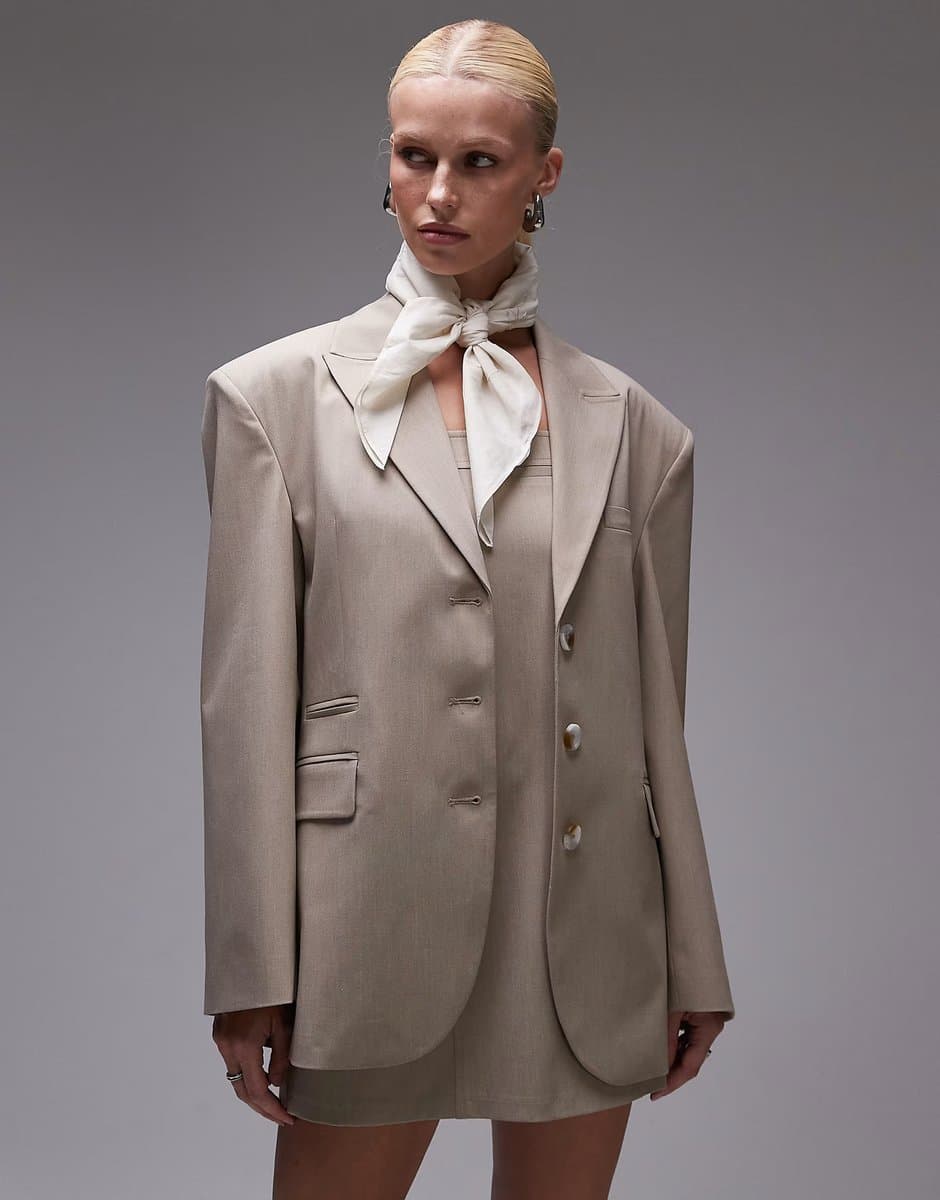 ASOS ASOS DESIGN oversized blazer co ord in stone