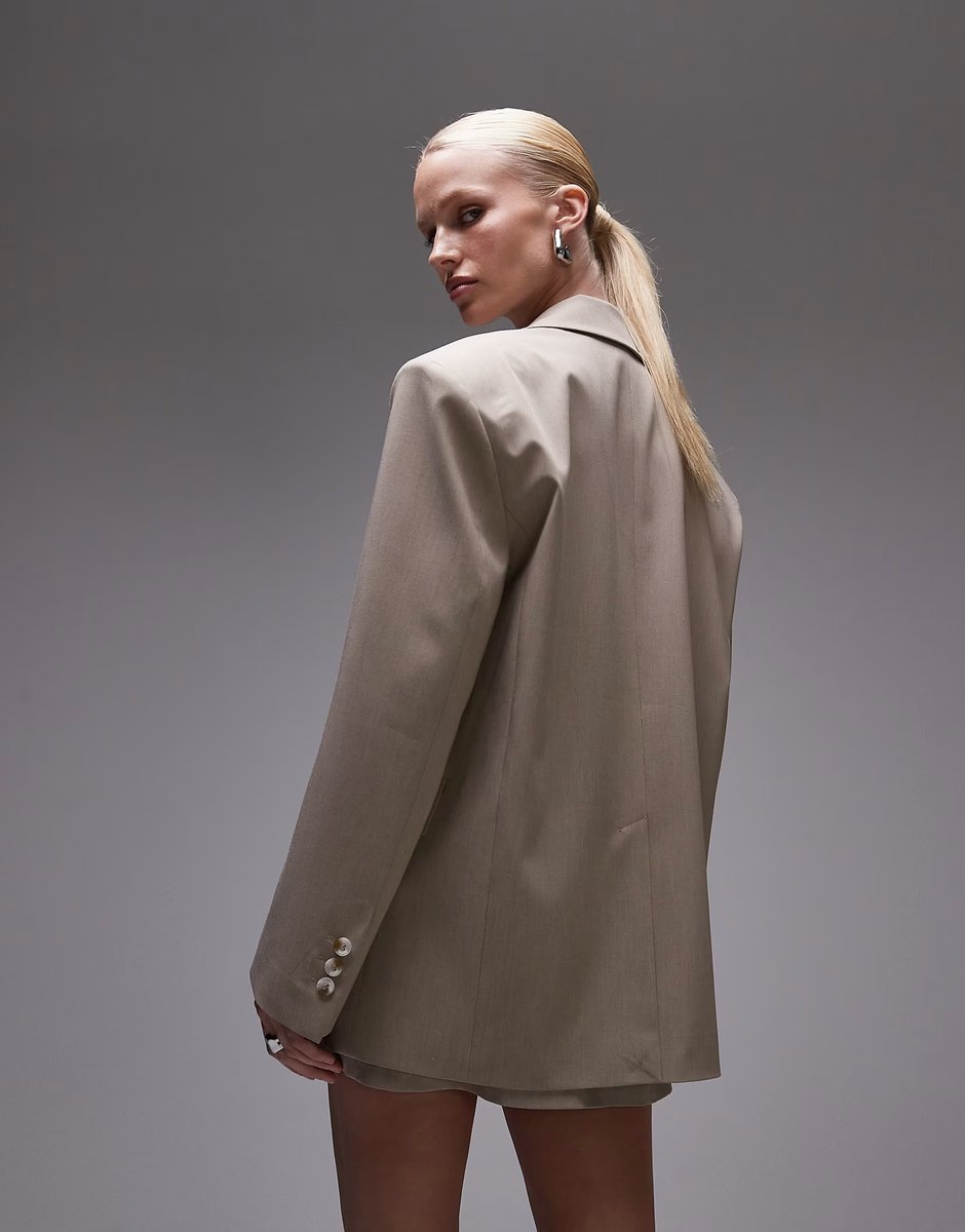 ASOS ASOS DESIGN oversized blazer co ord in stone - 4