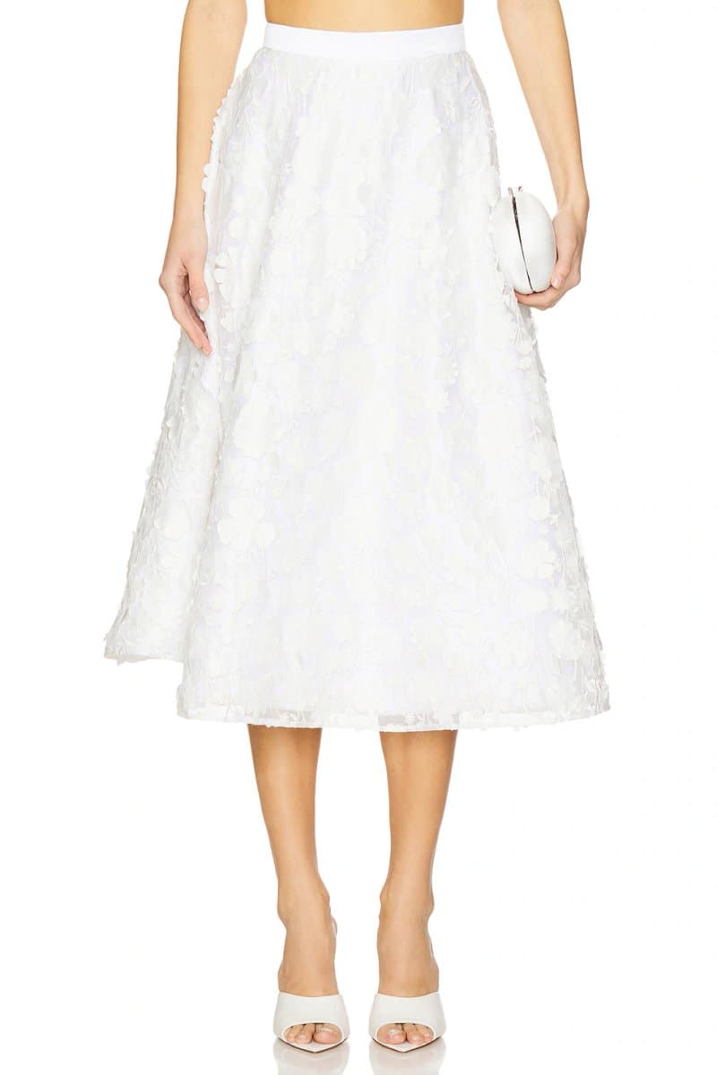 revolve Revolve Floral Midi Skirt in White