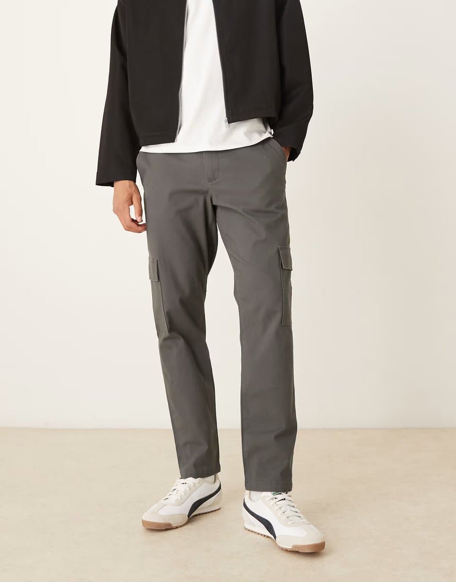 ASOS ASOS DESIGN tapered cargos in grey