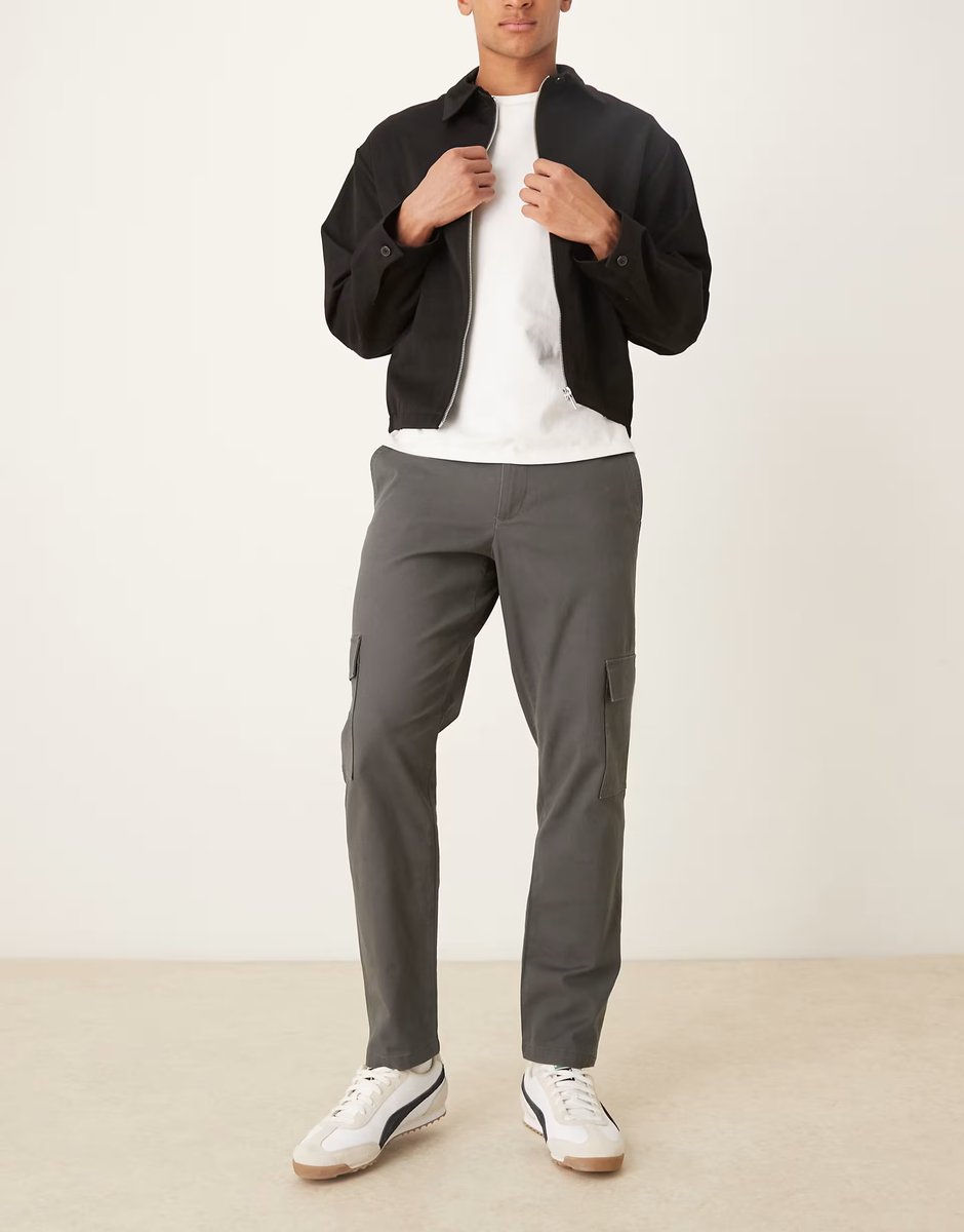 ASOS ASOS DESIGN tapered cargos in grey - 2