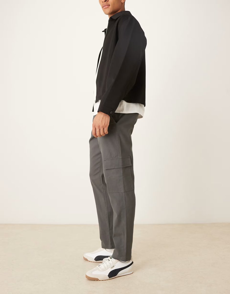 ASOS ASOS DESIGN tapered cargos in grey - 3