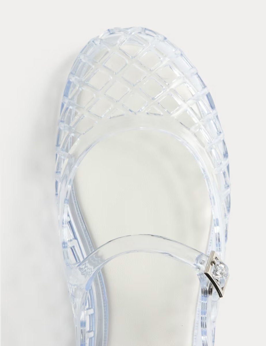 Marks & Spencer M&S Ankle Strap Flat Jelly Mule Sandals Clear - 2