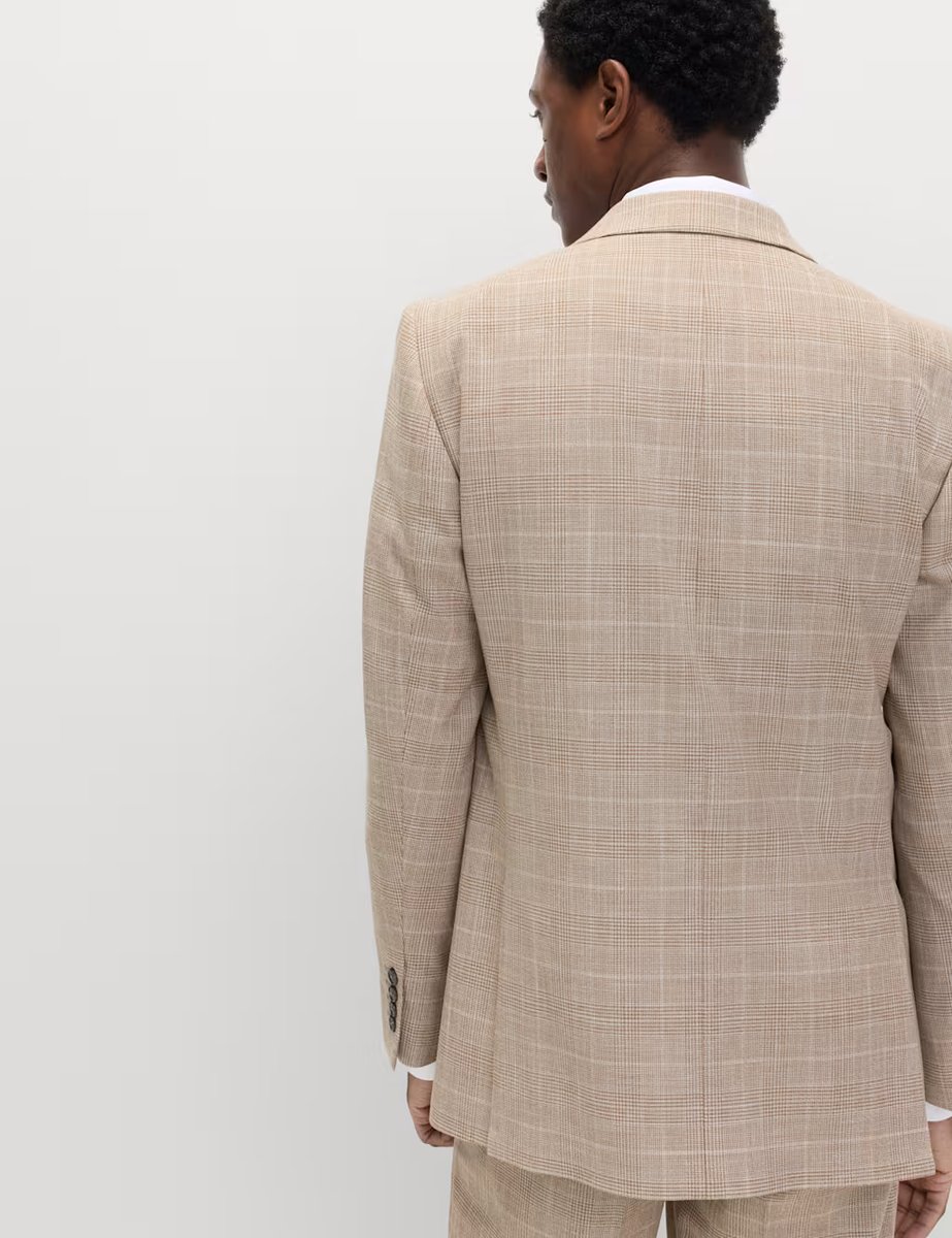 Marks & Spencer M&S Regular Fit Prince of Wales Check Jacket Neutral - 3