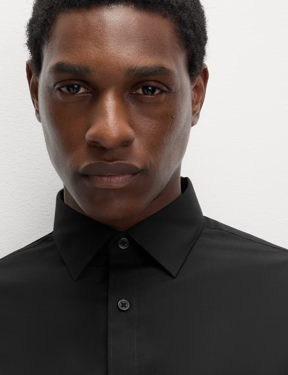 Marks & Spencer M&S Regular Fit Easy Iron Cotton Blend Shirt Black - 3