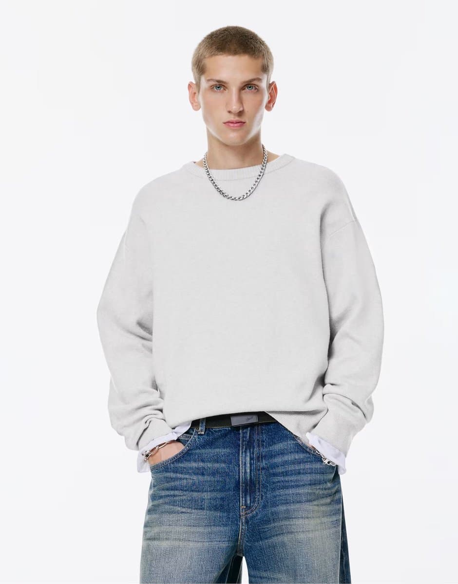 ASOS Pull&Bear Soft knit jumper in grey marl