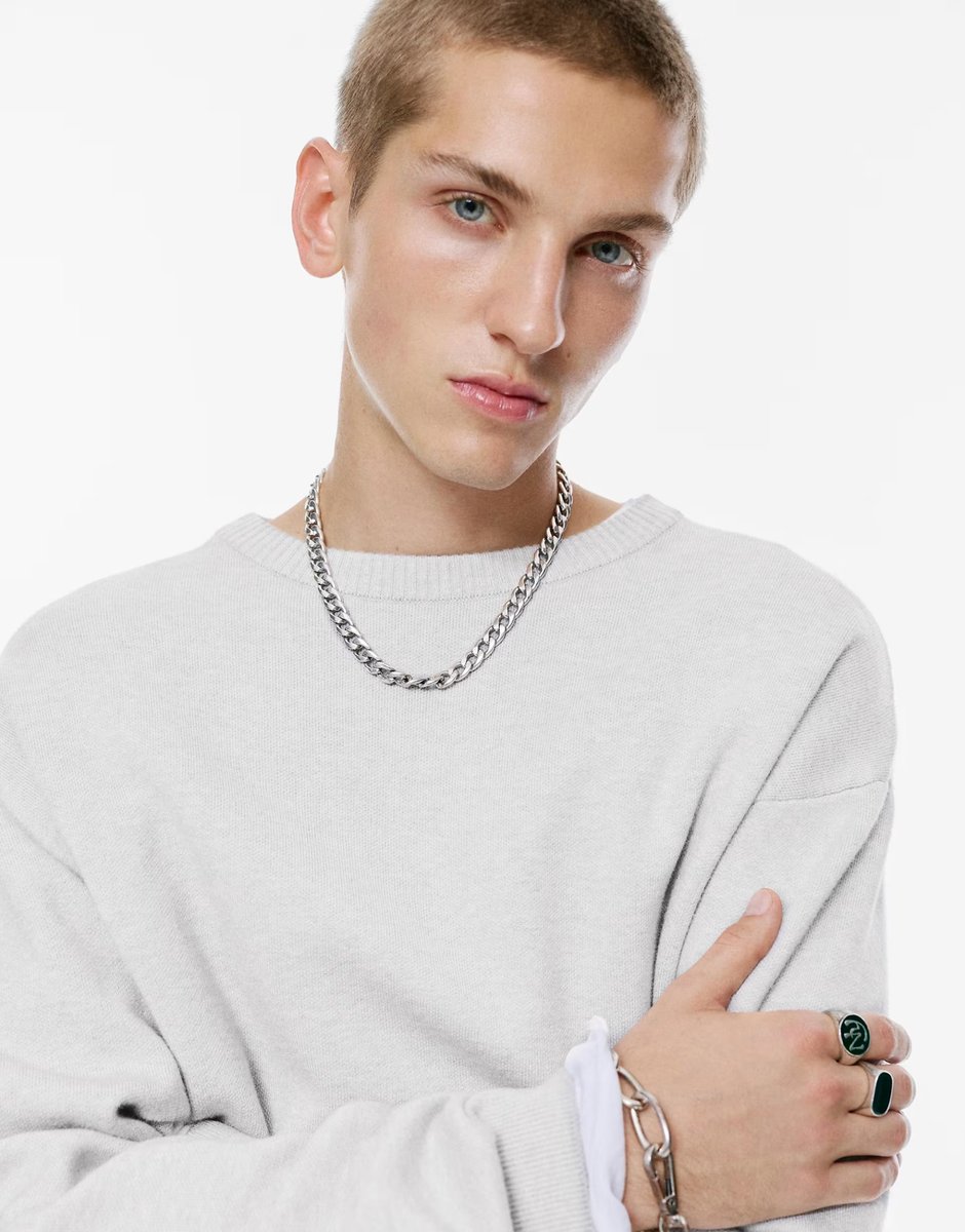 ASOS Pull&Bear Soft knit jumper in grey marl - 3