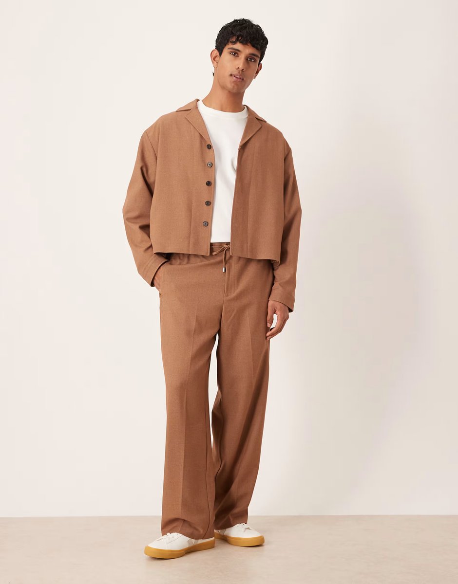 ASOS ASOS DESIGN smart co-ord shirt jacket in brown - 2
