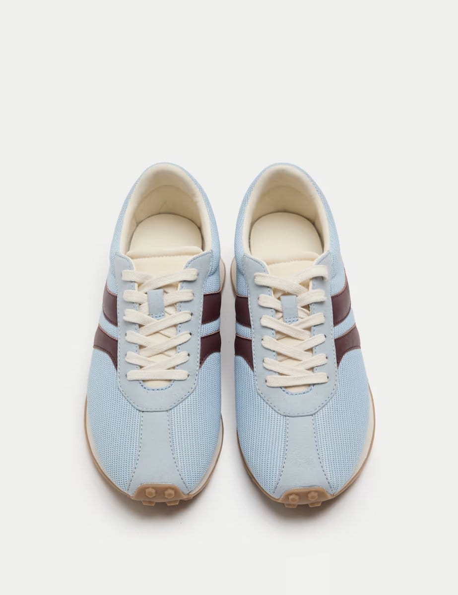 Marks & Spencer M&S Side Stripe Retro Trainers Blue Mix - 1
