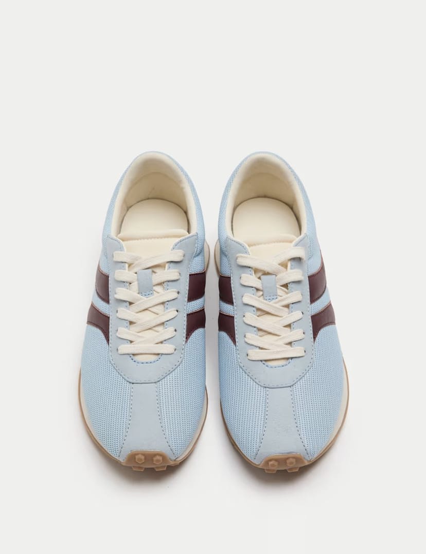 Marks & Spencer M&S Side Stripe Retro Trainers Blue Mix - 1
