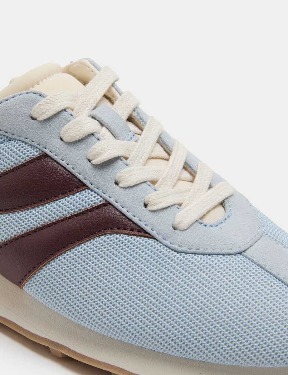 Marks & Spencer M&S Side Stripe Retro Trainers Blue Mix - 2