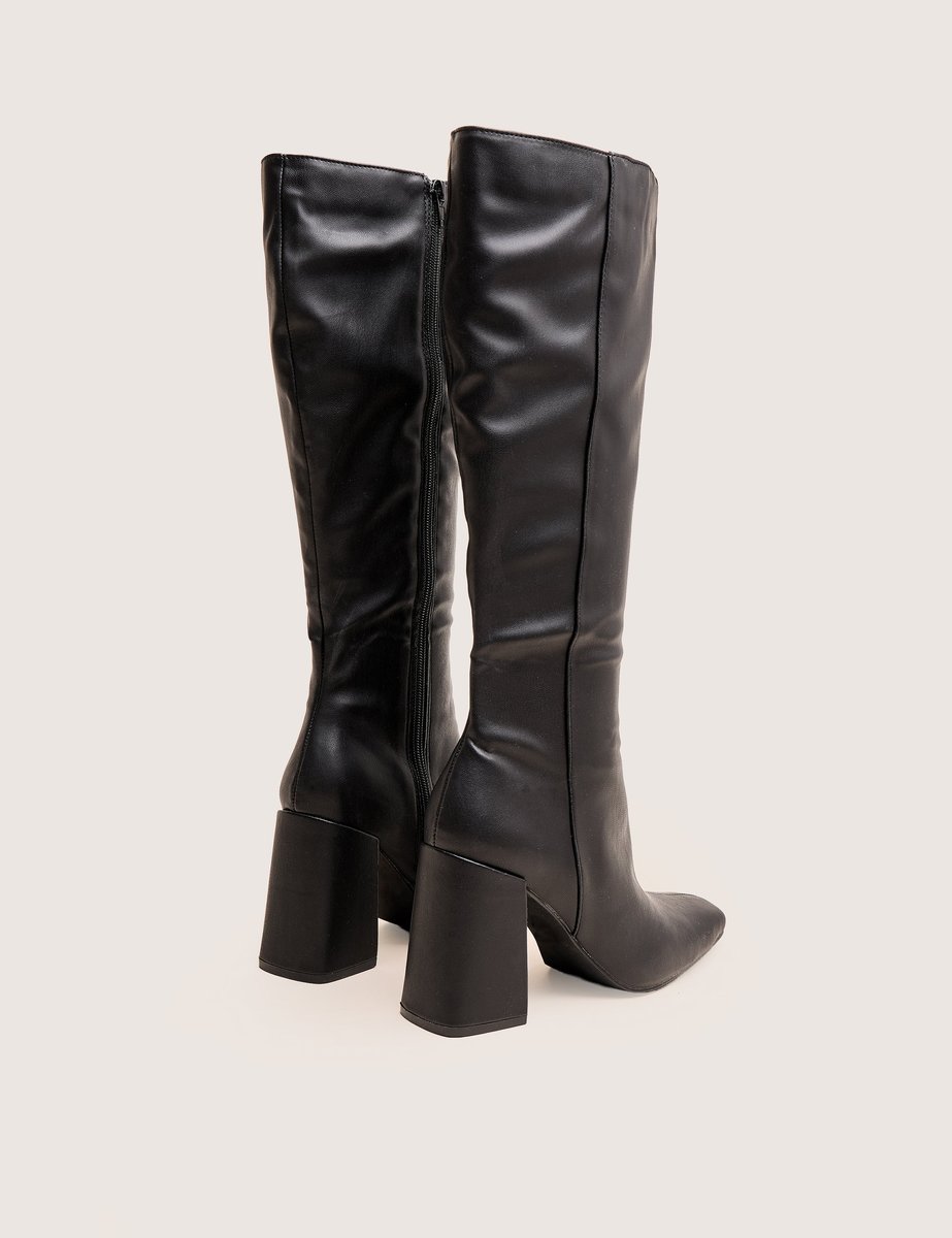 Public Desire Apology Black Pu Knee High Block Heel Boots - 4