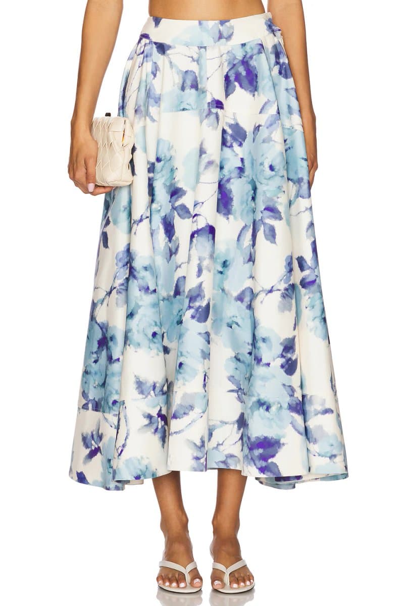 revolve Revolve Avani Floral Midi Skirt in Blue Rose