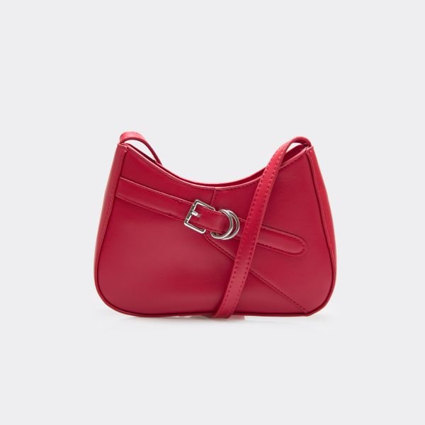 EGO Devon Buckle Detail Shaped Shoulder Bag In Red Faux Leather, Women's Size UK One Size - 2