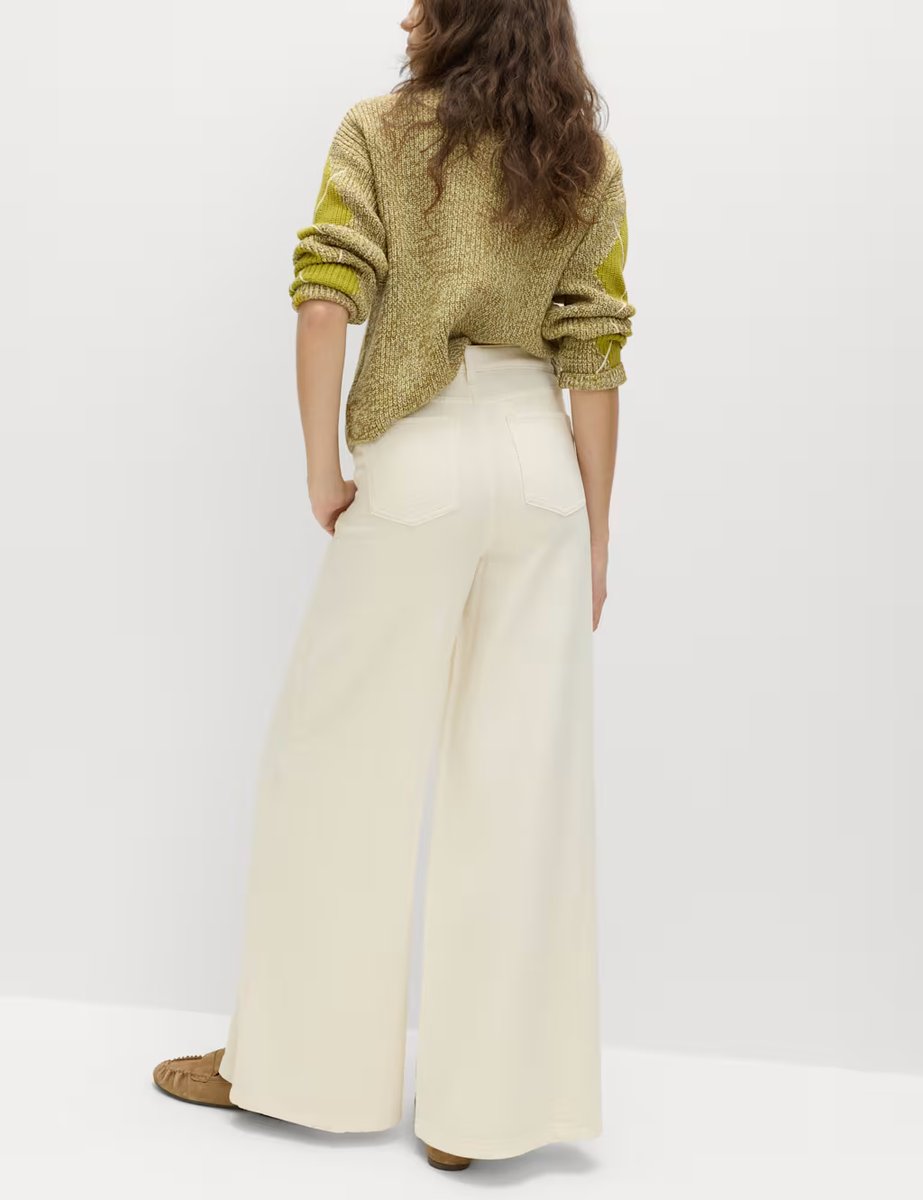 Marks & Spencer M&S Pure Cotton Palazzo Trousers Ecru - 2